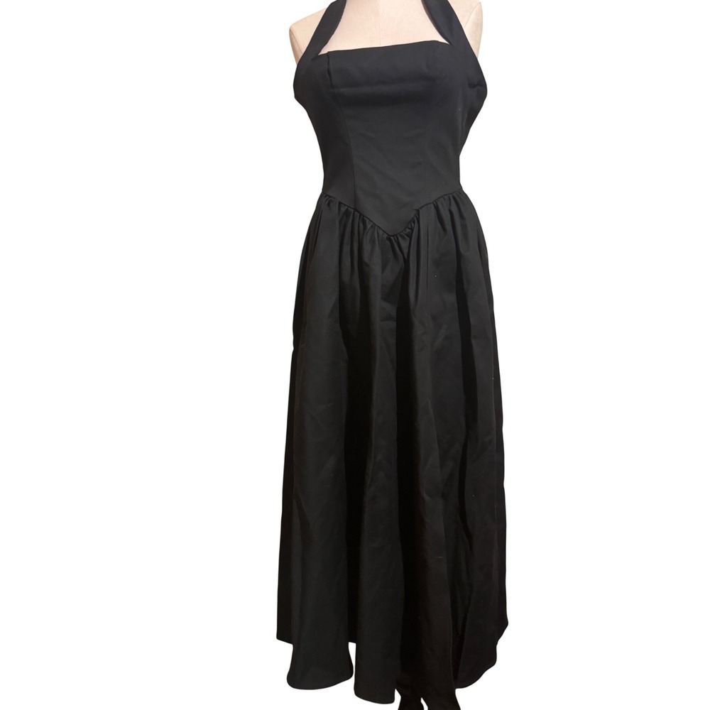 Showpo Black Halter Neck Corset Basque Waist Midi Dress size 2  milkmaid Goth - Picture 2 of 11